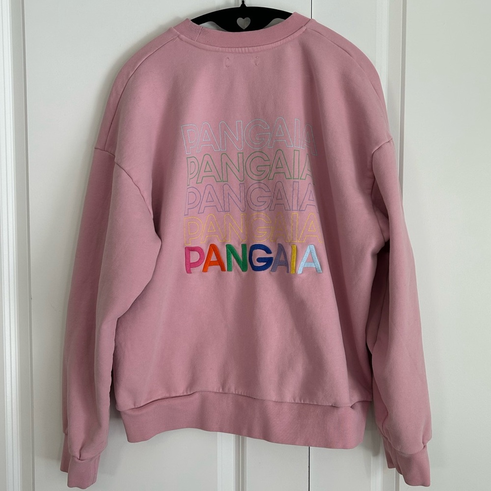 Pangaia Sakura Pink Sweatshirt with multcolor embroidered logo on back size L